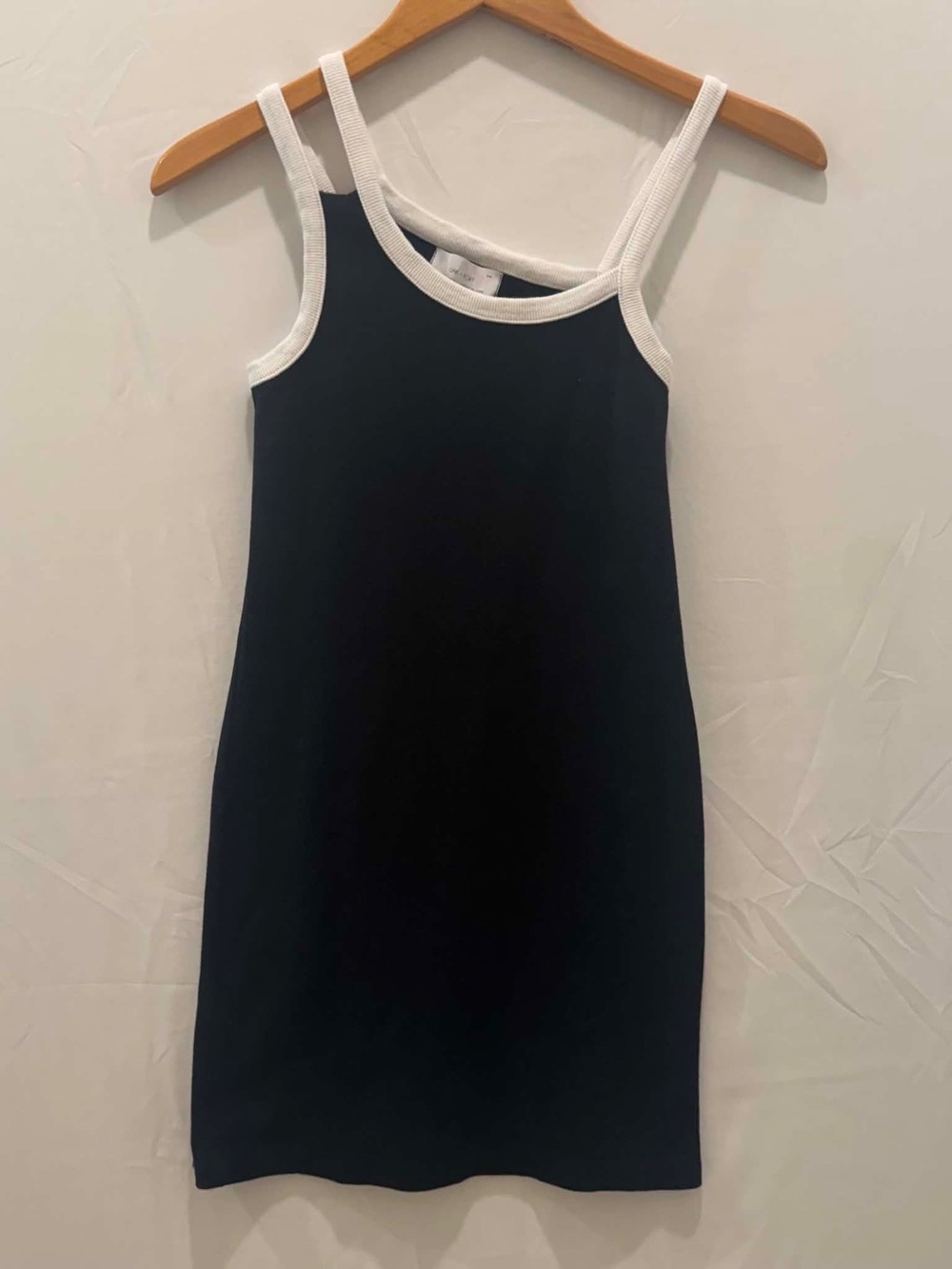 OAK + FORT Women Black Mini Dress with White Trim Sleeveless Size M